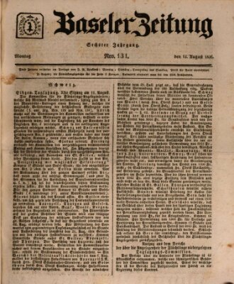 Basler Zeitung Montag 15. August 1836