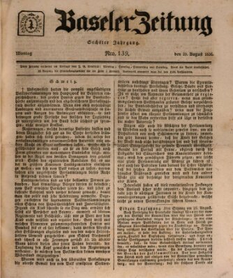 Basler Zeitung Montag 29. August 1836