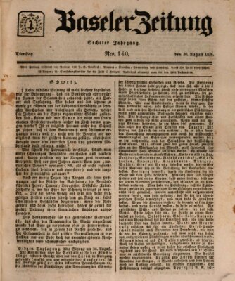 Basler Zeitung Dienstag 30. August 1836