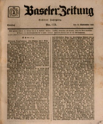 Basler Zeitung Dienstag 13. September 1836