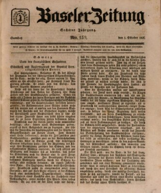 Basler Zeitung Samstag 1. Oktober 1836