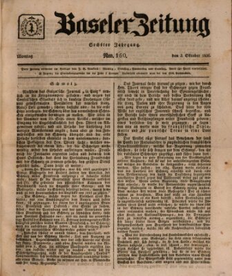 Basler Zeitung Montag 3. Oktober 1836