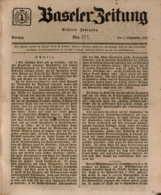 Basler Zeitung Dienstag 1. November 1836