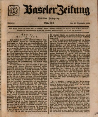 Basler Zeitung Dienstag 29. November 1836