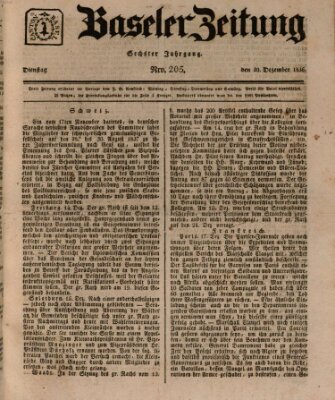 Basler Zeitung Dienstag 20. Dezember 1836