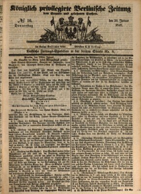 Königlich privilegirte Berlinische Zeitung von Staats- und gelehrten Sachen (Berlinische privilegirte Zeitung) Donnerstag 20. Januar 1848