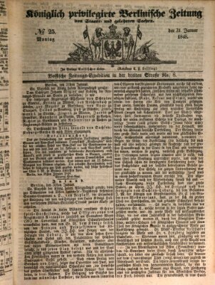 Königlich privilegirte Berlinische Zeitung von Staats- und gelehrten Sachen (Berlinische privilegirte Zeitung) Freitag 21. Januar 1848