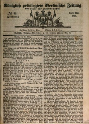Königlich privilegirte Berlinische Zeitung von Staats- und gelehrten Sachen (Berlinische privilegirte Zeitung) Donnerstag 2. März 1848