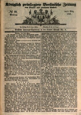 Königlich privilegirte Berlinische Zeitung von Staats- und gelehrten Sachen (Berlinische privilegirte Zeitung) Montag 6. März 1848