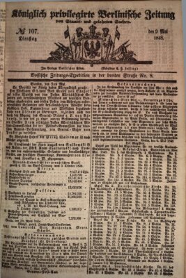 Königlich privilegirte Berlinische Zeitung von Staats- und gelehrten Sachen (Berlinische privilegirte Zeitung) Dienstag 9. Mai 1848