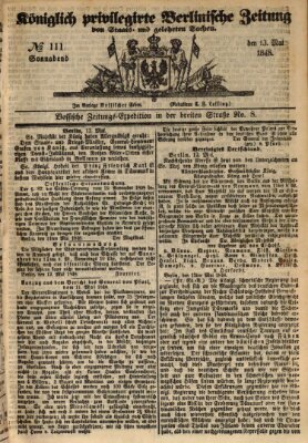 Königlich privilegirte Berlinische Zeitung von Staats- und gelehrten Sachen (Berlinische privilegirte Zeitung) Samstag 13. Mai 1848