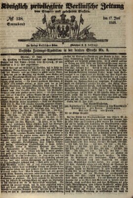 Königlich privilegirte Berlinische Zeitung von Staats- und gelehrten Sachen (Berlinische privilegirte Zeitung) Samstag 17. Juni 1848