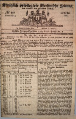 Königlich privilegirte Berlinische Zeitung von Staats- und gelehrten Sachen (Berlinische privilegirte Zeitung) Donnerstag 29. Juni 1848