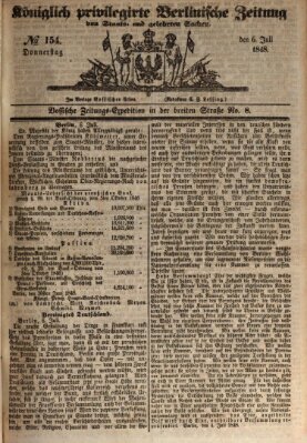 Königlich privilegirte Berlinische Zeitung von Staats- und gelehrten Sachen (Berlinische privilegirte Zeitung) Donnerstag 6. Juli 1848