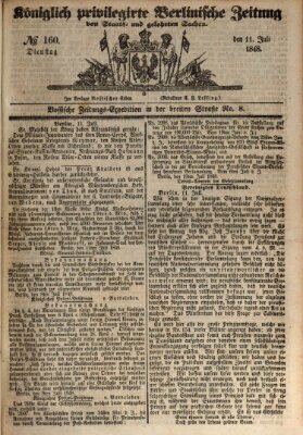 Königlich privilegirte Berlinische Zeitung von Staats- und gelehrten Sachen (Berlinische privilegirte Zeitung) Dienstag 11. Juli 1848