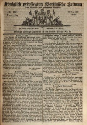 Königlich privilegirte Berlinische Zeitung von Staats- und gelehrten Sachen (Berlinische privilegirte Zeitung) Donnerstag 13. Juli 1848