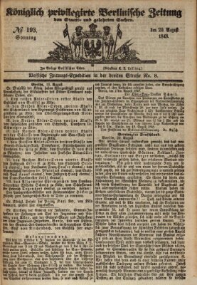 Königlich privilegirte Berlinische Zeitung von Staats- und gelehrten Sachen (Berlinische privilegirte Zeitung) Sonntag 20. August 1848