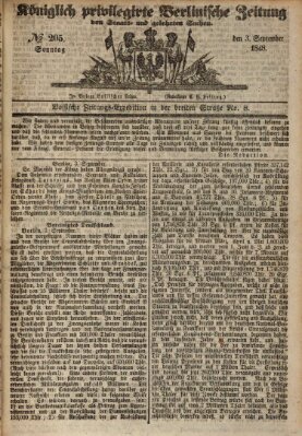 Königlich privilegirte Berlinische Zeitung von Staats- und gelehrten Sachen (Berlinische privilegirte Zeitung) Sonntag 3. September 1848