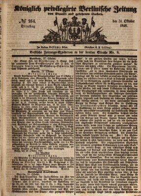 Königlich privilegirte Berlinische Zeitung von Staats- und gelehrten Sachen (Berlinische privilegirte Zeitung) Dienstag 31. Oktober 1848