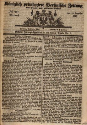 Königlich privilegirte Berlinische Zeitung von Staats- und gelehrten Sachen (Berlinische privilegirte Zeitung) Mittwoch 15. November 1848