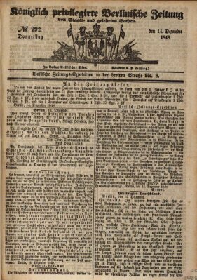 Königlich privilegirte Berlinische Zeitung von Staats- und gelehrten Sachen (Berlinische privilegirte Zeitung) Donnerstag 14. Dezember 1848