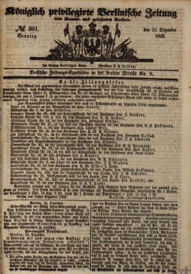 Königlich privilegirte Berlinische Zeitung von Staats- und gelehrten Sachen (Berlinische privilegirte Zeitung) Sonntag 24. Dezember 1848