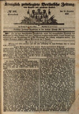 Königlich privilegirte Berlinische Zeitung von Staats- und gelehrten Sachen (Berlinische privilegirte Zeitung) Samstag 30. Dezember 1848