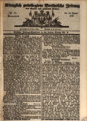 Königlich privilegirte Berlinische Zeitung von Staats- und gelehrten Sachen (Berlinische privilegirte Zeitung) Samstag 13. Januar 1849