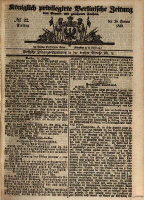 Königlich privilegirte Berlinische Zeitung von Staats- und gelehrten Sachen (Berlinische privilegirte Zeitung) Freitag 26. Januar 1849