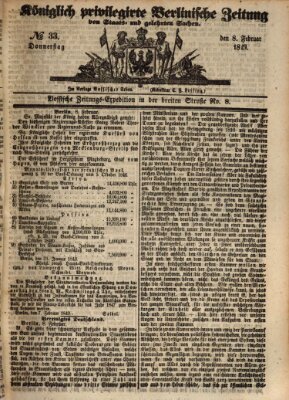 Königlich privilegirte Berlinische Zeitung von Staats- und gelehrten Sachen (Berlinische privilegirte Zeitung) Donnerstag 8. Februar 1849