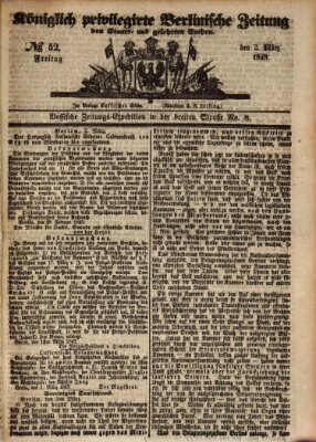 Königlich privilegirte Berlinische Zeitung von Staats- und gelehrten Sachen (Berlinische privilegirte Zeitung) Freitag 2. März 1849