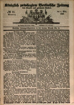 Königlich privilegirte Berlinische Zeitung von Staats- und gelehrten Sachen (Berlinische privilegirte Zeitung) Sonntag 4. März 1849