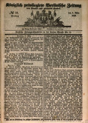 Königlich privilegirte Berlinische Zeitung von Staats- und gelehrten Sachen (Berlinische privilegirte Zeitung) Freitag 9. März 1849