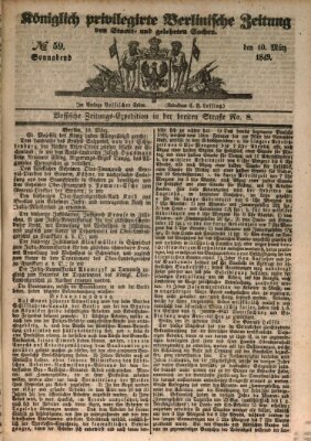 Königlich privilegirte Berlinische Zeitung von Staats- und gelehrten Sachen (Berlinische privilegirte Zeitung) Samstag 10. März 1849