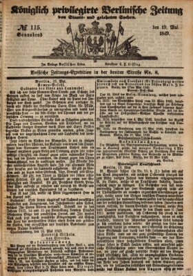 Königlich privilegirte Berlinische Zeitung von Staats- und gelehrten Sachen (Berlinische privilegirte Zeitung) Samstag 19. Mai 1849