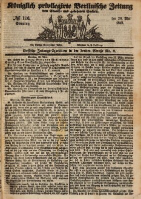 Königlich privilegirte Berlinische Zeitung von Staats- und gelehrten Sachen (Berlinische privilegirte Zeitung) Sonntag 20. Mai 1849