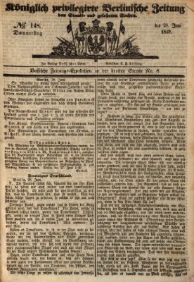 Königlich privilegirte Berlinische Zeitung von Staats- und gelehrten Sachen (Berlinische privilegirte Zeitung) Donnerstag 28. Juni 1849