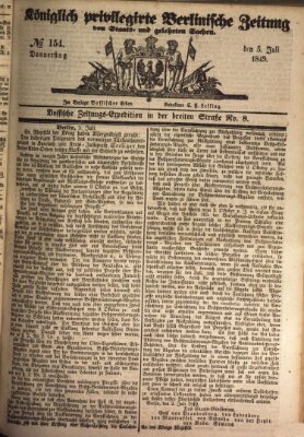 Königlich privilegirte Berlinische Zeitung von Staats- und gelehrten Sachen (Berlinische privilegirte Zeitung) Donnerstag 5. Juli 1849