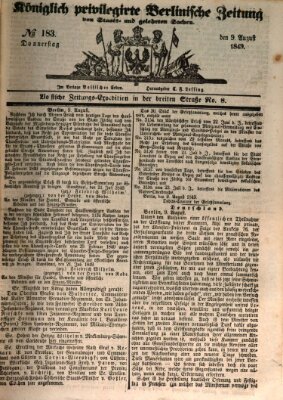 Königlich privilegirte Berlinische Zeitung von Staats- und gelehrten Sachen (Berlinische privilegirte Zeitung) Montag 9. Juli 1849