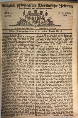 Königlich privilegirte Berlinische Zeitung von Staats- und gelehrten Sachen (Berlinische privilegirte Zeitung) Dienstag 16. Oktober 1849