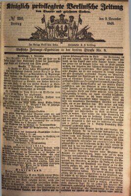 Königlich privilegirte Berlinische Zeitung von Staats- und gelehrten Sachen (Berlinische privilegirte Zeitung) Freitag 2. November 1849