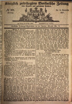 Königlich privilegirte Berlinische Zeitung von Staats- und gelehrten Sachen (Berlinische privilegirte Zeitung) Freitag 16. November 1849