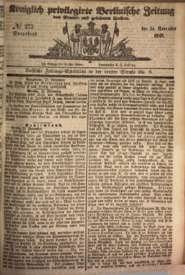 Königlich privilegirte Berlinische Zeitung von Staats- und gelehrten Sachen (Berlinische privilegirte Zeitung) Samstag 24. November 1849