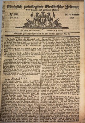 Königlich privilegirte Berlinische Zeitung von Staats- und gelehrten Sachen (Berlinische privilegirte Zeitung) Freitag 30. November 1849