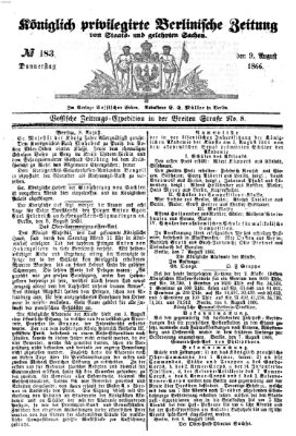 Königlich privilegirte Berlinische Zeitung von Staats- und gelehrten Sachen (Berlinische privilegirte Zeitung) Donnerstag 9. August 1866