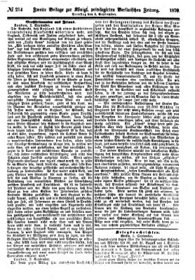 Königlich privilegirte Berlinische Zeitung von Staats- und gelehrten Sachen (Berlinische privilegirte Zeitung) Dienstag 6. September 1870