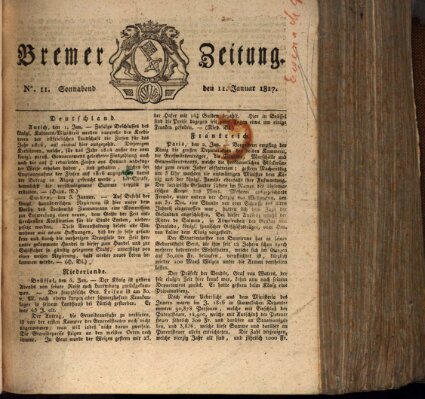 Bremer Zeitung Samstag 11. Januar 1817