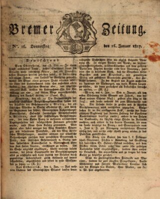 Bremer Zeitung Donnerstag 16. Januar 1817