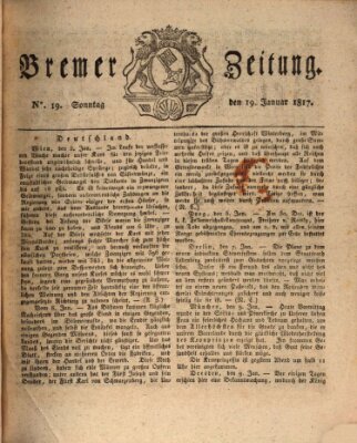 Bremer Zeitung Sonntag 19. Januar 1817