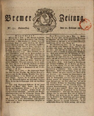 Bremer Zeitung Donnerstag 20. Februar 1817